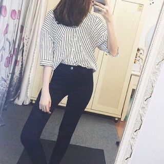 Sơ mi sọc cổ v