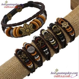 Vòng da khóa bấm nhiều kiểu