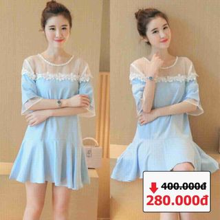 Đầm tay con phối ren