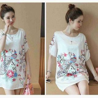 Đầm tay con in phượng