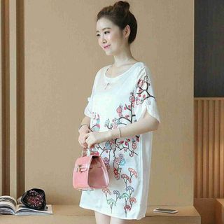 Đầm tay con in phượng