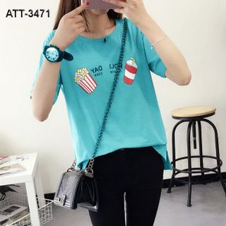 Att-3466 áo thun nữ màu hồng tháp eiffel