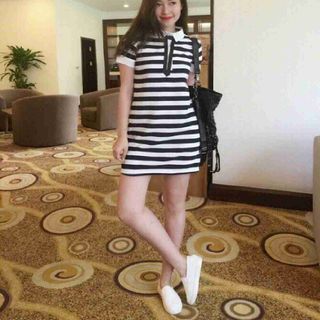 Đầm sọc cổ sơ mi
