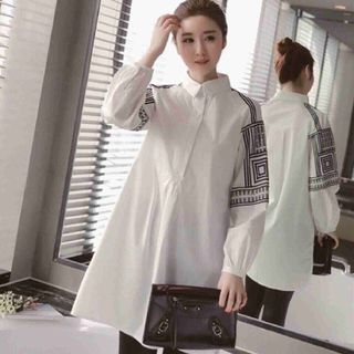 Đầm cổ sơ mi in