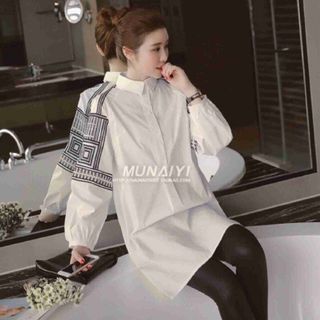 Đầm cổ sơ mi in