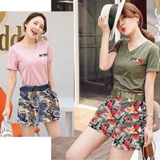 chuyên sỉ - giá xưởng sb3070 set áo tay con quần short hoa - gia sỉ 110k - sỉ 10 cái/mẫu 100k - chất áo thun quần thun da cá giá sỉ