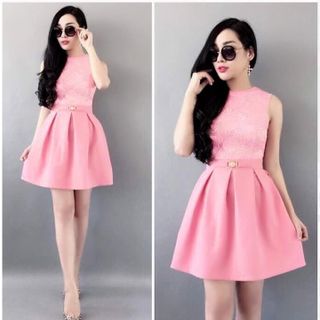 Đầm xòe phối ren kèm belt mh ld88-l155-2