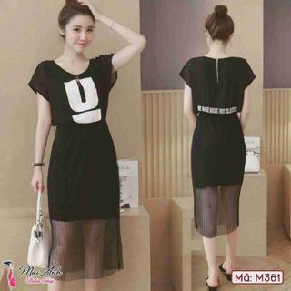 Đầm tay con phối lưới
