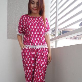 039-110 bộ tôn hàn quốc dài tay liền phối ren