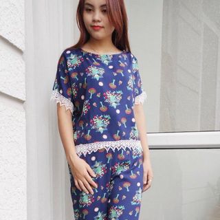 039-110 bộ tôn hàn quốc dài tay liền phối ren