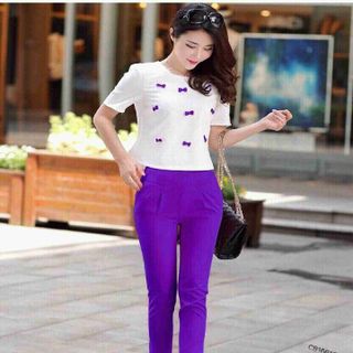 Sét áo tay con kết nơ nút bọc quần lửng
