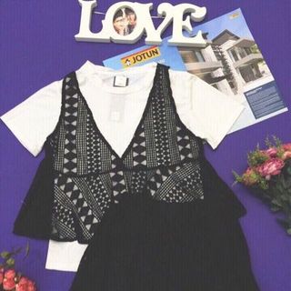 Set áo thun - yếm ren short hàng qc