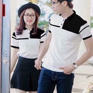 Couple áo thun cổ trụ