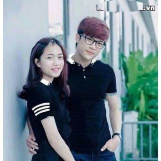 Couple áo thun cổ trụ