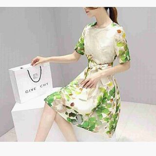 Đầm tay con nơ eo