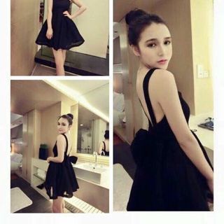 Đầm dây xoè nơ to rời