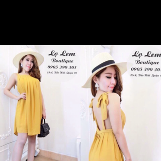 Đầm yếm buộc dây nơ
