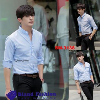 Áo sơ mi nam tay dài cổ trụ