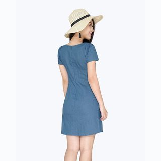 Đầm jean in họa tiết cá tính thời trang eden - d108