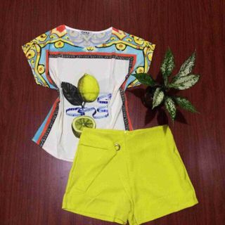 Sét bộ giả váy in hình trái chanh