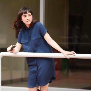 Silk shirt dress xanh đen - gia công và bán sỉ giá sỉ