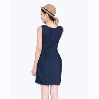Đầm jean form xòe phối túi thời trang eden
