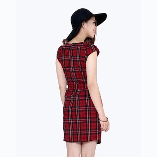 Đầm caro phối dây thắt thời trang eden
