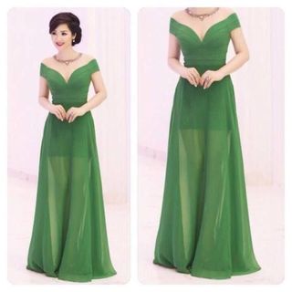 Đầm maxi trễ vai cổ tim giá sỉ