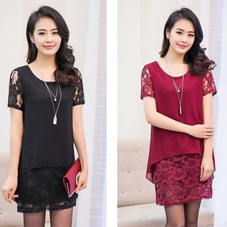 Đầm voan 2 lớp phối ren