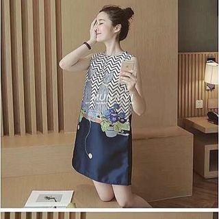 Đầm chữ a in phối màu giá sỉ
