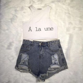 Croptop 3 màu trắng ghi đen