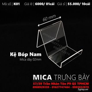 Kệ mica trưng bày bóp nam