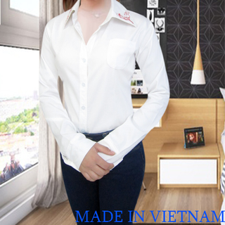 Sơ mi công sở cách tân thêu họa tiết lá cổ sang trọng