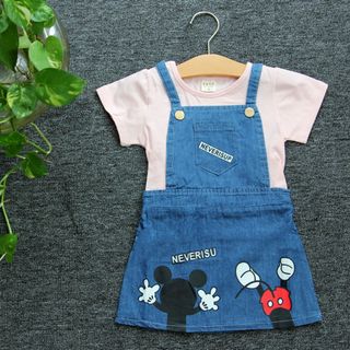 Yếm nhí bé gái - in chuột micky