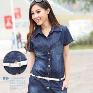 Đầm jean suông 6 túi