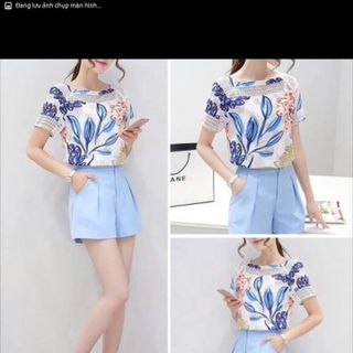 xưởng may - chuyên sỉ sb3619 set áo in phối ren quần short - giá sỉ 145k - sỉ 5 cái/mẫu lấy từ 2 mẫu giá 135k - chất áo voan tơ nhung in 3d ren quần tuyết mưa giá sỉ