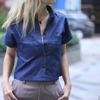 Áo denim croptop