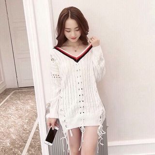 xưởng sỉ -  đầm len form rộng viền quảng châu sỉ 135k lẻ 235k chất len y hình dày dặn form nữ dưới 56kg giá sỉ