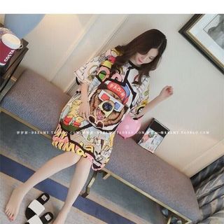 Đầm suông tay con in hình