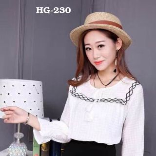 Áo sơ mi nữ thêu viền cổ