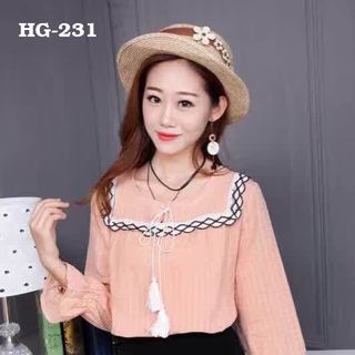 Áo sơ mi nữ thêu viền cổ
