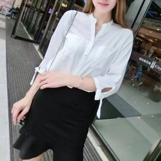 Áo sơ mi nữ tay dài túi hộp
