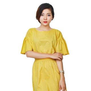 Đầm nhún eo tay cách điệu sang trọng 30660