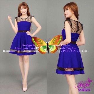 Đầm xoè phối lưới lưng cực dễ thương