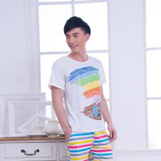 Đồ ngủ-đi biển bộ cặp tình nhân sọc 7 màu - 011