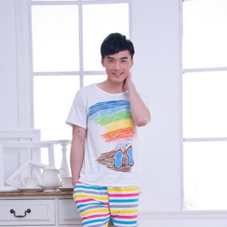 Đồ ngủ-đi biển bộ cặp tình nhân sọc 7 màu - 011