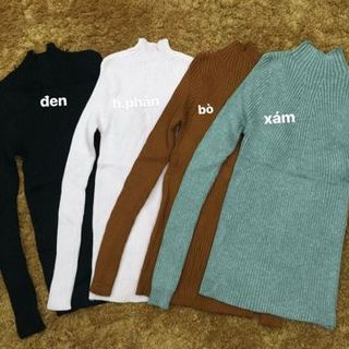 Áo len gân cổ cao