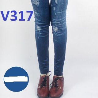 Quần legging nữ rách xanh