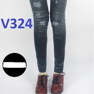 Quần legging nữ rách đen