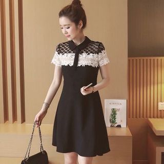Đầm xoè phối ren y hình